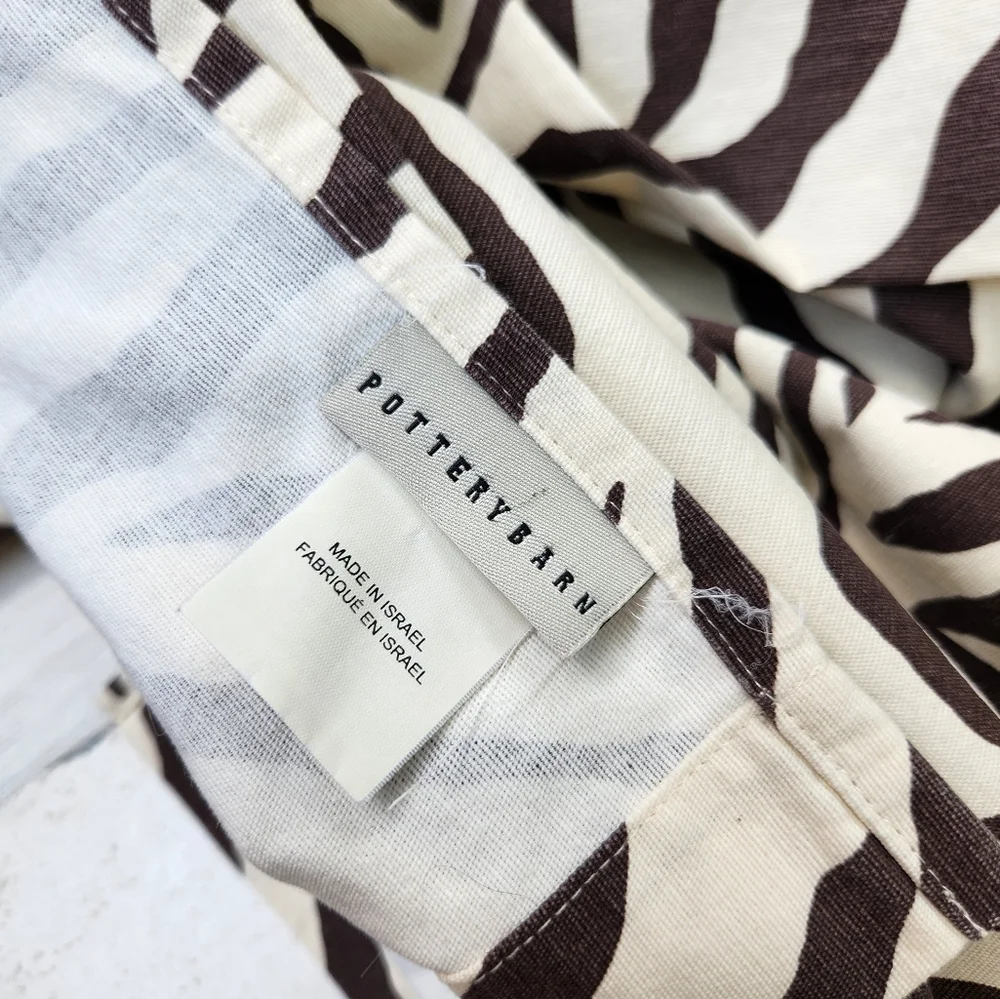 Pottery Barn Zebra Print Animal Print Cotton Shower Curtain Cream Brown